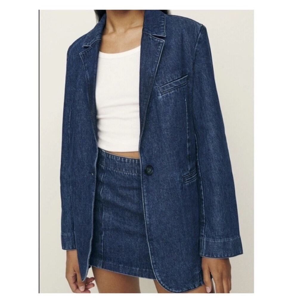 Reformation Elsa Relaxed Denim Blazer Size: M NWT BZ - Picture 3 of 6